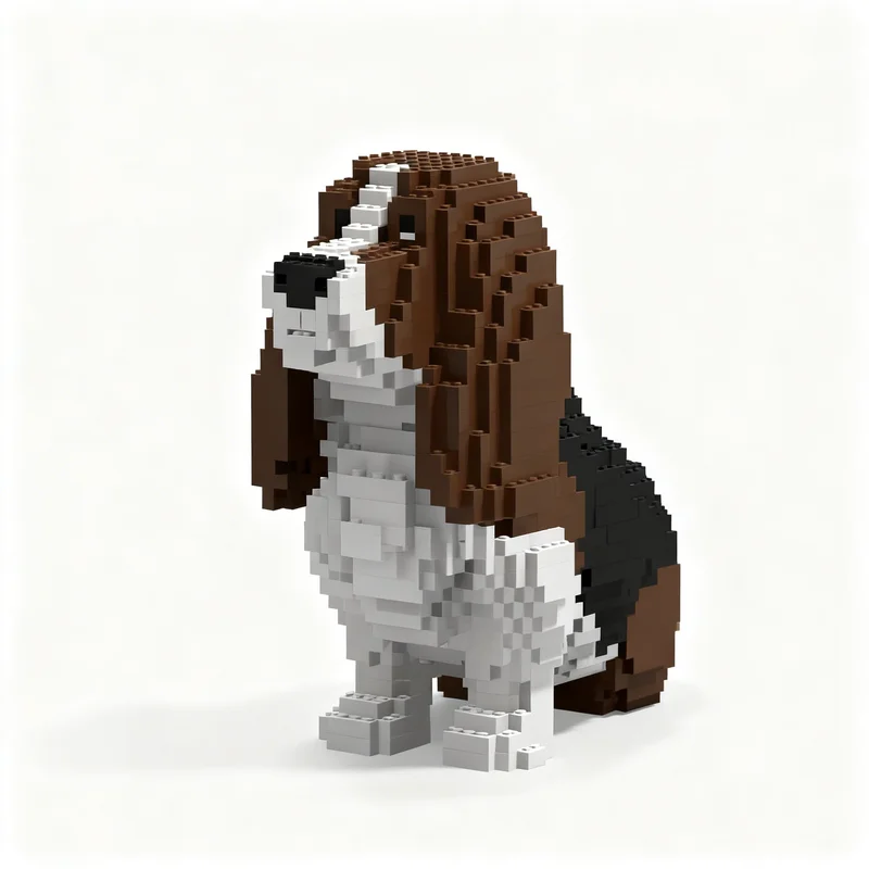 2451pcs MOC Dog Basset Hound Life Sized Model Building Blocks Construction Toy Christmas Gifts Idea Birthday DIY Education Kids
