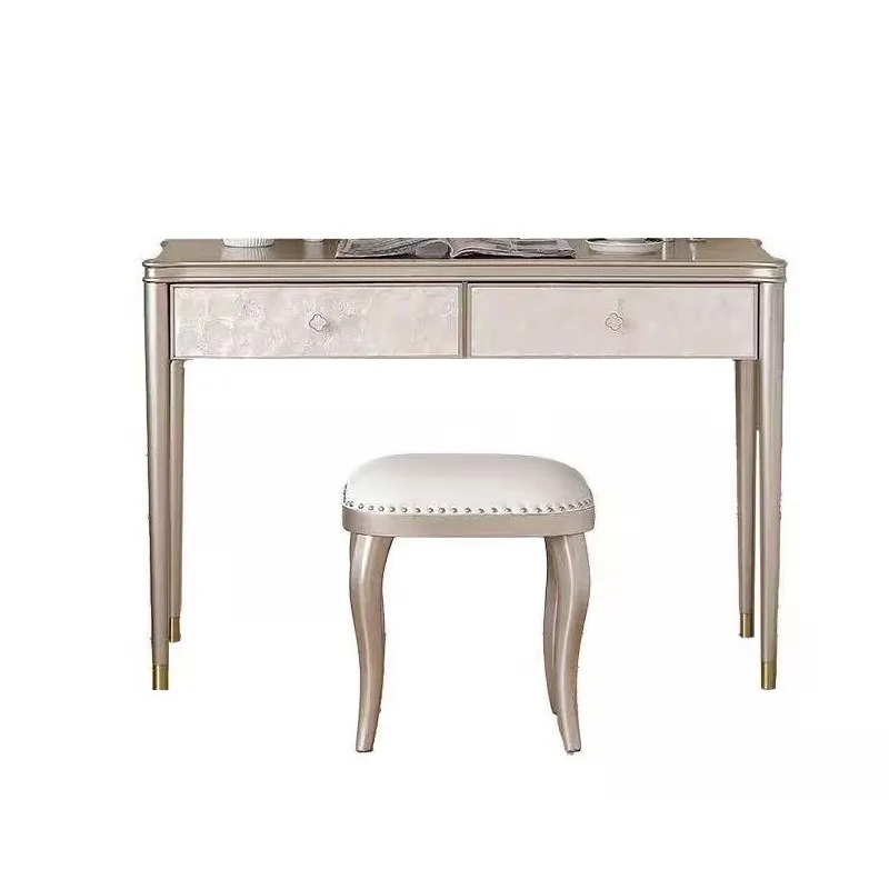 American light luxury shell dresser light luxury high-end bedroom new makeup table cream wind solid wood shelf