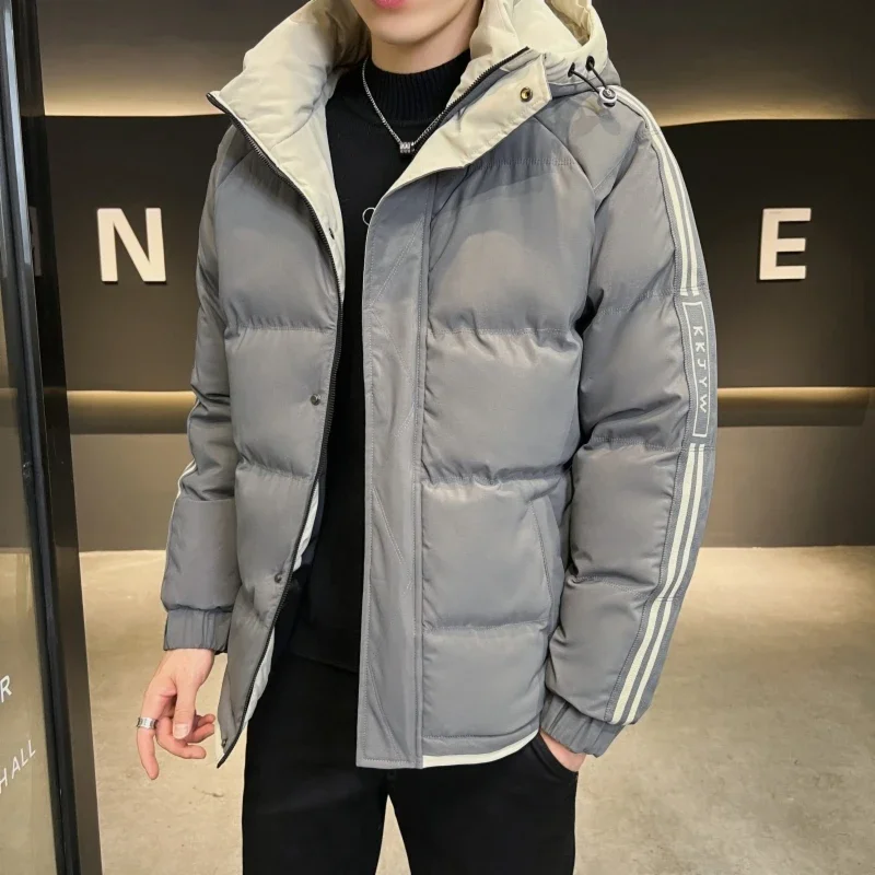 Browon Merk Color Blocking Katoenen Jas Man 2024 Nieuwe Casual Baggy Populaire Rits Capuchon Parka 'S Heren Oversized Winterjas