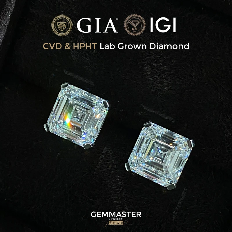 Asscher قطع مختبر نمت الماس GIA IGI شهادة 1ct 2ct 3ct الماس الاصطناعية بالجملة HPHT CVD مختبر حقيقي الماس VVS
