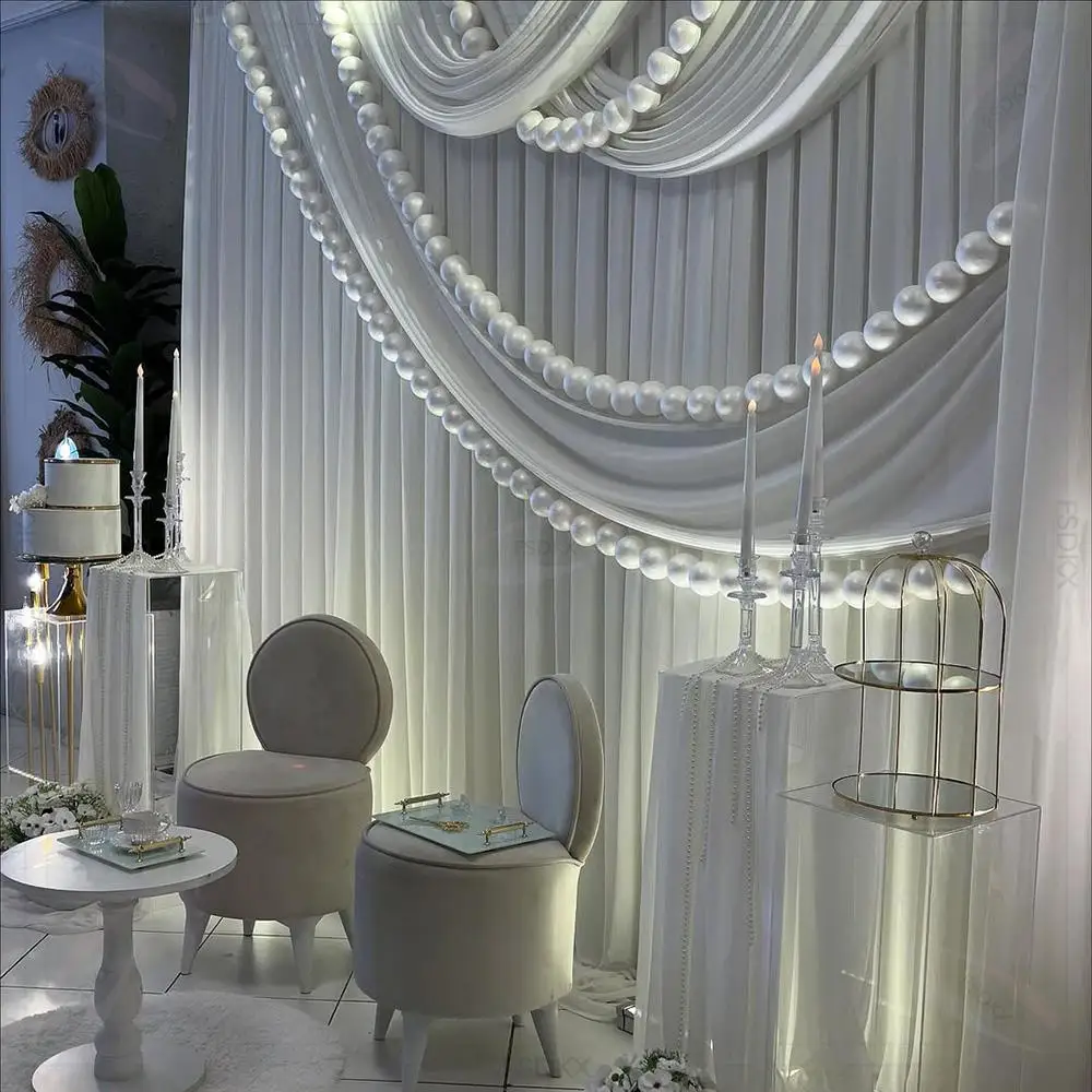 FSDKX High Quality Backdrop Curtain for Wedding Parties Wrinkle Free White Photo Curtains Backdrop Drapes Fabric Decoration