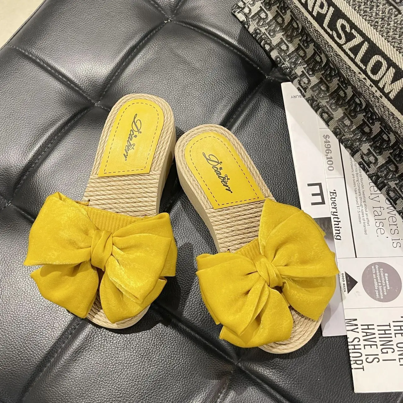 

Princess-style Flip-flops Beach Shoes For Women, Summer Outdoor Wear 2026, Thick-soled Wedge Heels To Match Skirts, Bowknot
