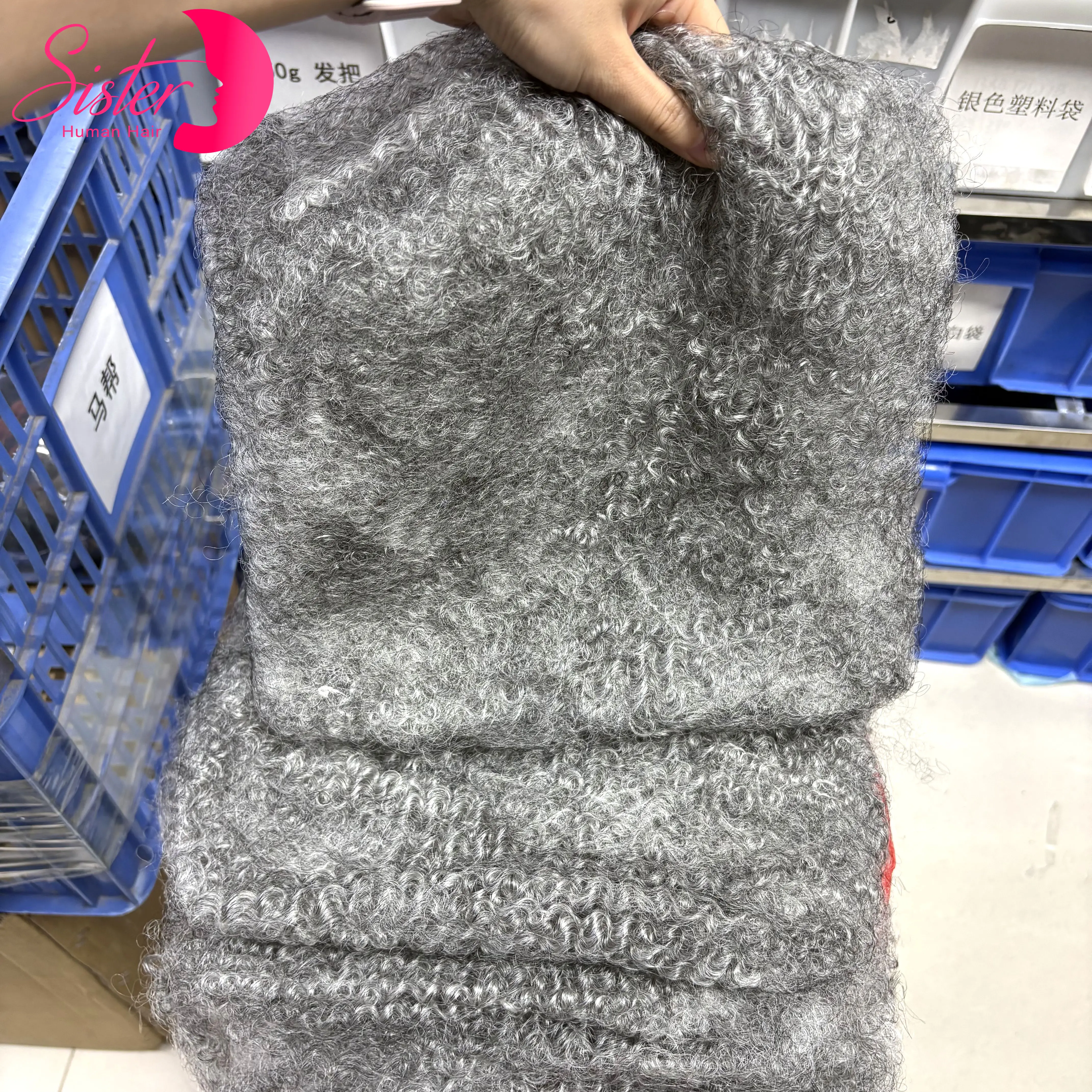グレー4cアフロ縮毛バルク人毛50g-パック-ツイストロック補修-編み込みドレッドロックエクステ-100-人毛バルクエクステンション