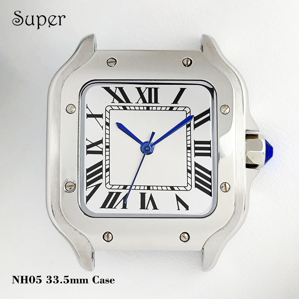 33.5mm NH05 Case 23.5mm Dial Women's Square Watch Case Fit for NH05 Movement Roman Numeral Dial No Date DIY Watch Gift for Her