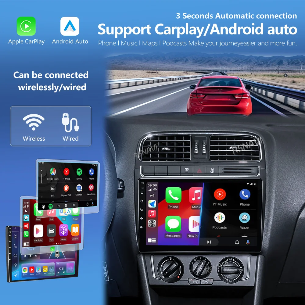 Android 16 Car Player Radio Navigation Multimedia For Volkswagen VW POLO 5 Sedan 2008 - 2023 Carplay Auto Stereo DSP WIFI+4G BT
