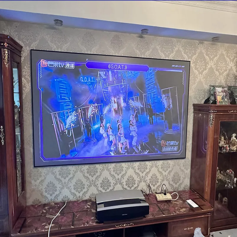 100 inch standaardworp projectorscherm met vast aluminium frame 16: 9 CLR ALR projectieschermen