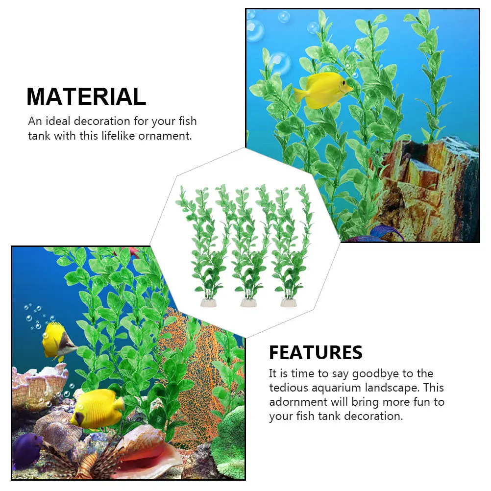 

3Sets Fish Tank Decoration Artificial Underwater Plant Decors Aquarium Ornaments Realistic Simulation Plants Green Aquarium