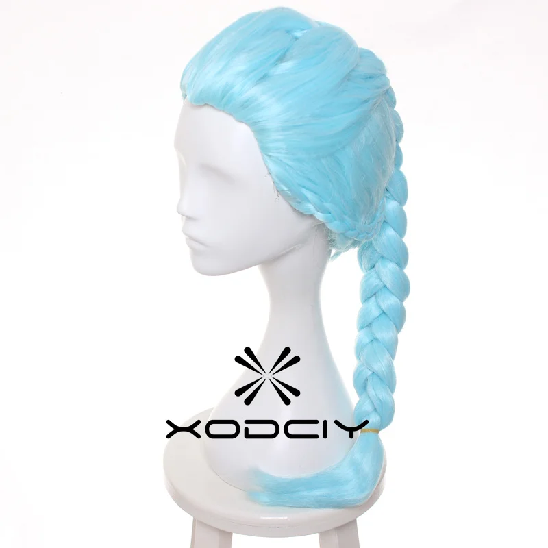 Nona Wigs Game Blue Braids Long Styled Synthetic Hair Cosplay Wigs Heat Resistance