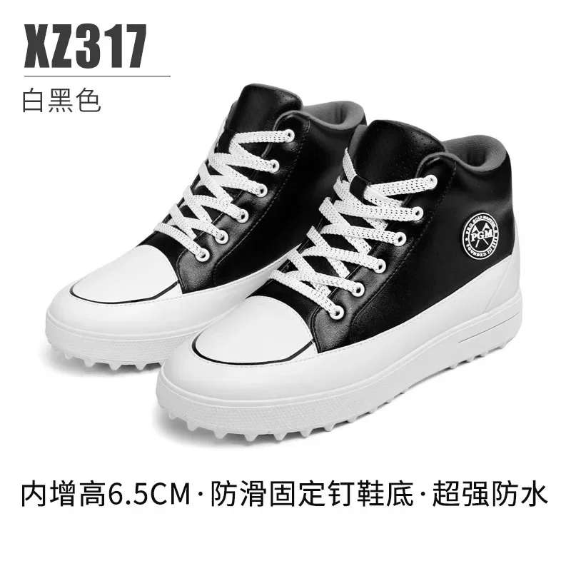 PGM Women Height Increasing Golf Shoes Lady Waterproof Anti-skid Spike Sneakers Women Lace-up High Top Shoes Wedge Golf Trainers view 6