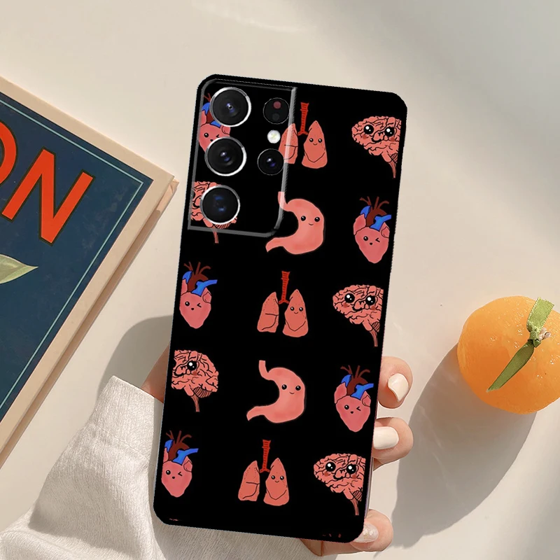 医療用人体器官脳スマホケース Samsung Galaxy S23 Ultra S20 S21 S22 S24 S25 S9 S10 Plus S24 FE用背面カバー