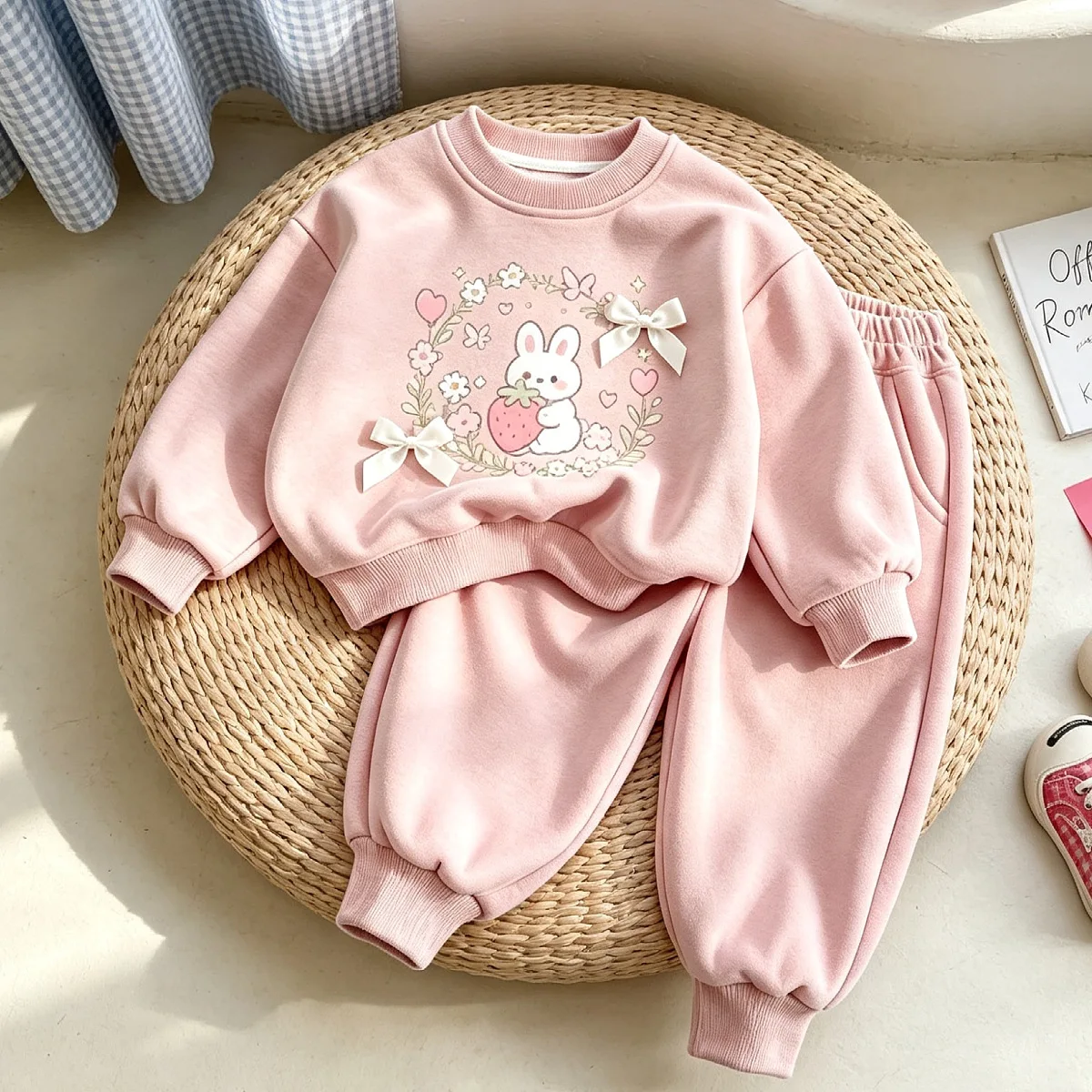 Mädchen-Sweatshirt & Jogginghosen-Set mit Cartoon-Häschen-Print – Frühlings-Freizeitoutfit für Kleinkinder, Niedliche Sportbekleidung – Detail 6