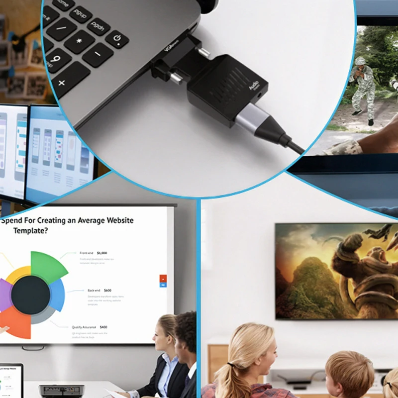 Convertidor de HDMI a VGA, adaptador macho a hembra, Divisor de Cable HDTV, ordenador portátil, Monitor, proyector, Cable de conexión, extensor