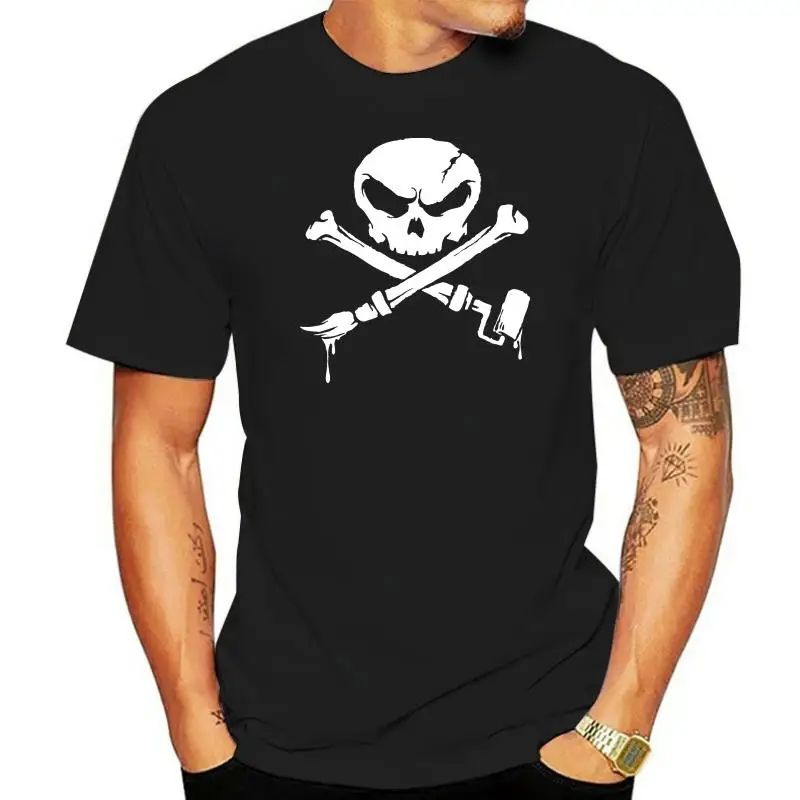 Halloween Skull Print T-shirt Artist To The Bone Men Black White Tops Tees Pirate Rock n Roll Personality School T Shirt