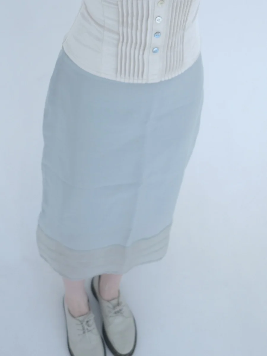 Elegant Gentle Style Japanese Design Pleated Half-length Skirt Transparent Asymmetrical Hemline Women's Fashion Spring Summer
