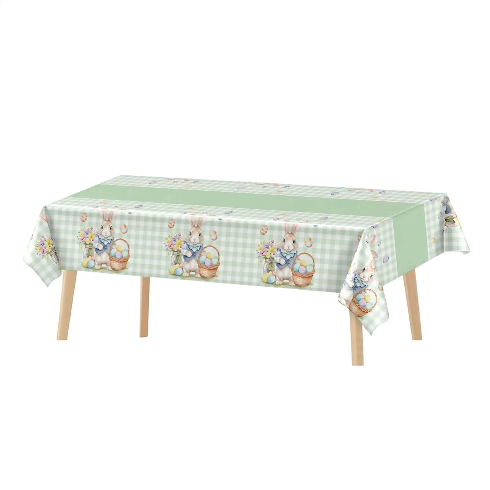 Easter Bunny Eggs Tablecloth for Table Decor Spring Watercolor Floral Plants Butterfly Table Cloth Easter Decorations
