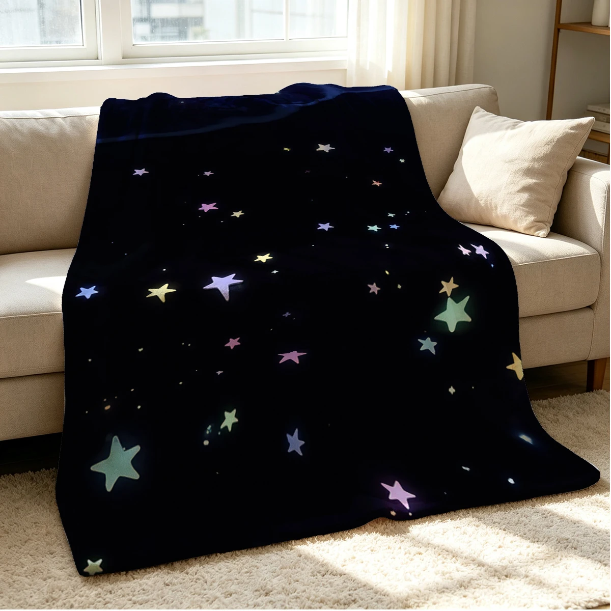 Sea Stars Flannel Blanket Warm Soft Halloween Christmas Couch Warm Cozy Decorative Decor Gift for All Season