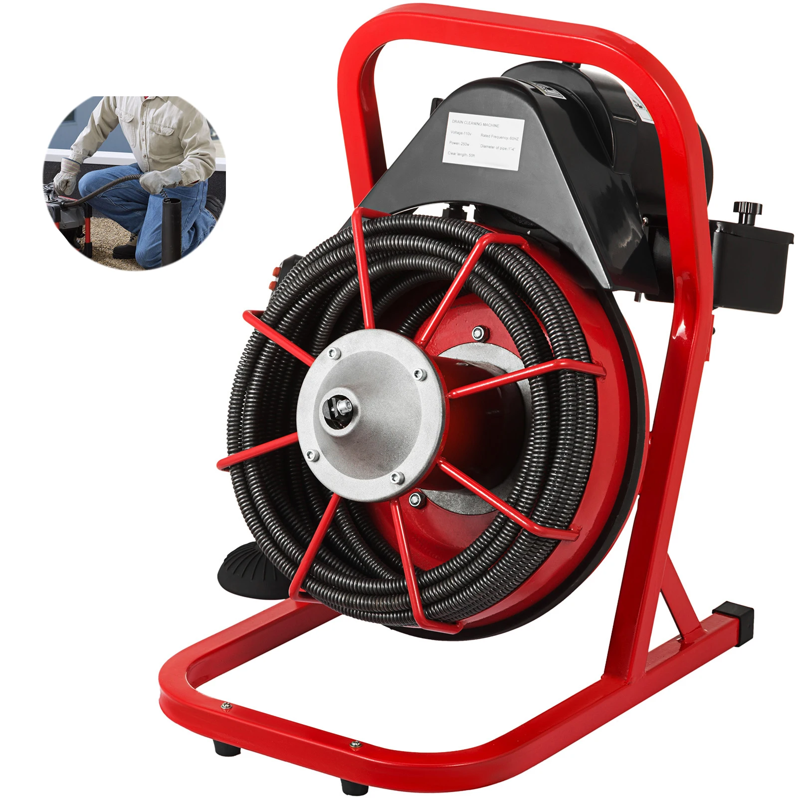 

Heavy Duty 700 RPM 110V 250W High Pressure Flexible Sewer Snake New Plastic Drain Auger Pipe Cleaner Cold Water Cleaning Process