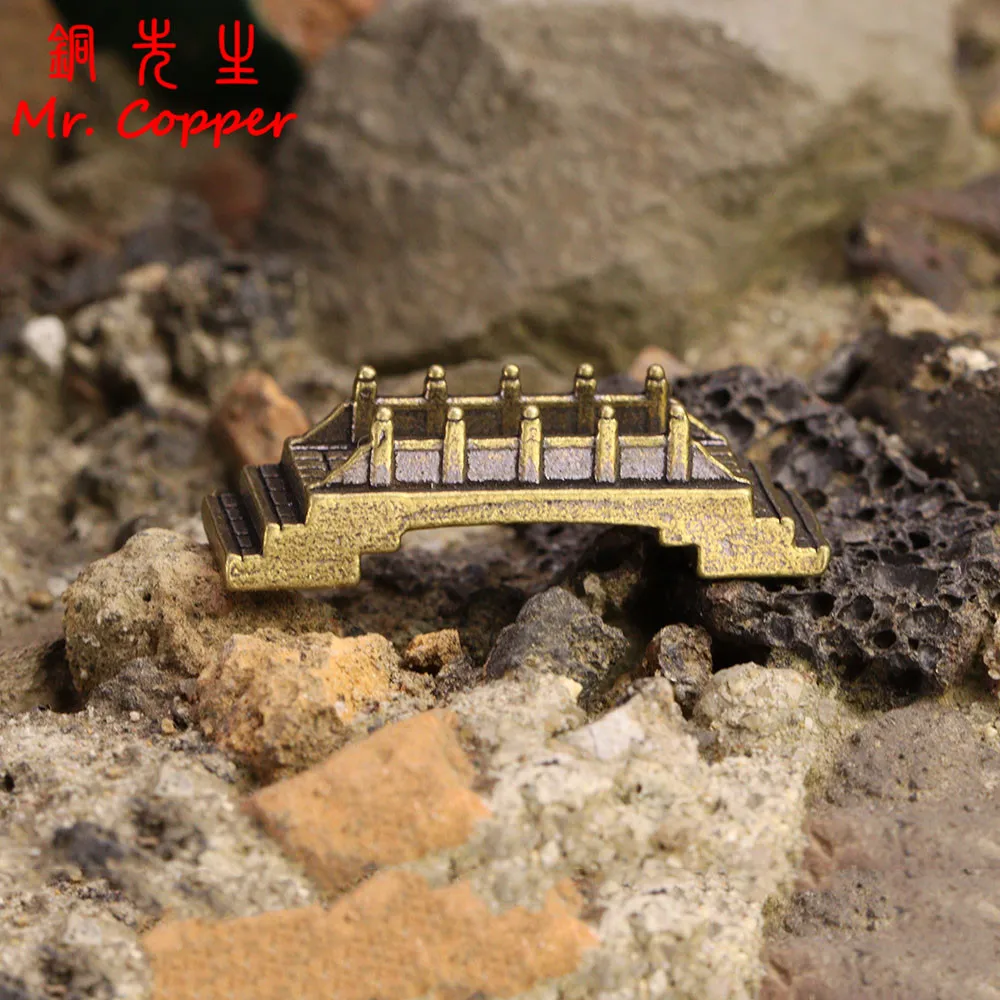 Brass China Ancient Luoyang Bridge Small Statue Desktop Ornaments Retro Mini Figurines Model Home Decorations Crafts Accessories