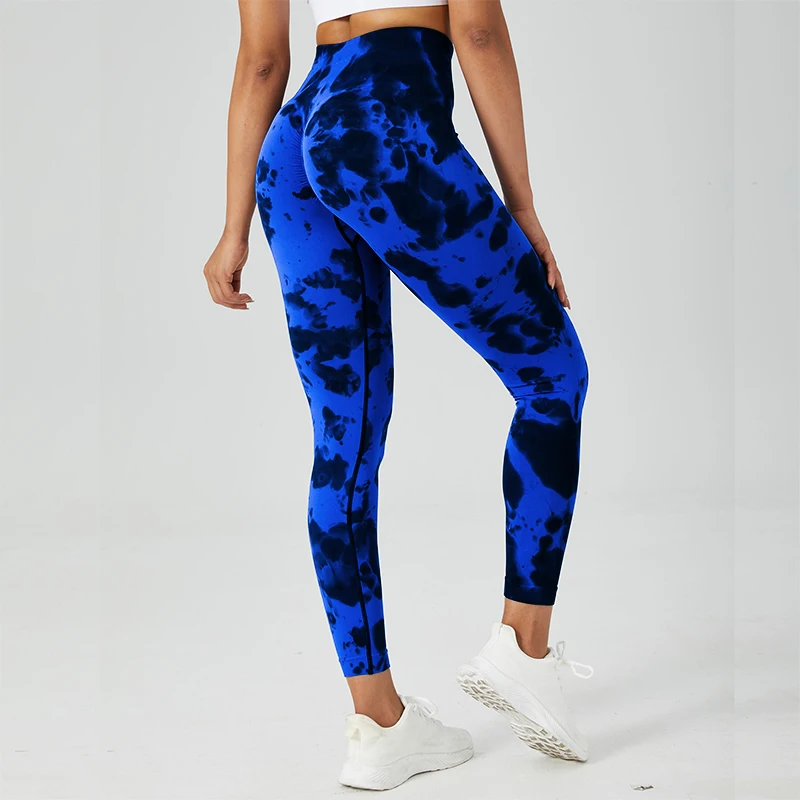 Tie Dye Seamless Leggings for Women High Waist Yoga Pants, Scrunch Butt Lifting Elastic Tights