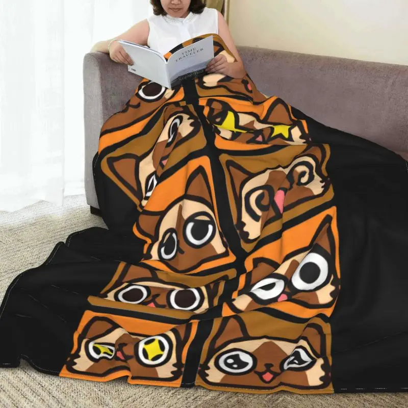 Monster Hunter Airou Faces Blanket Plush New Style Dust Cover Bedding Supply Mechanical Wash