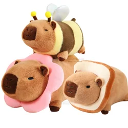 Cosplay Lion Lying Capybara Plush Toy Stuffed Bee Wings Flower Ring Bread necklace Capibara Pluhsie for Kids Birthday Xmas Gift