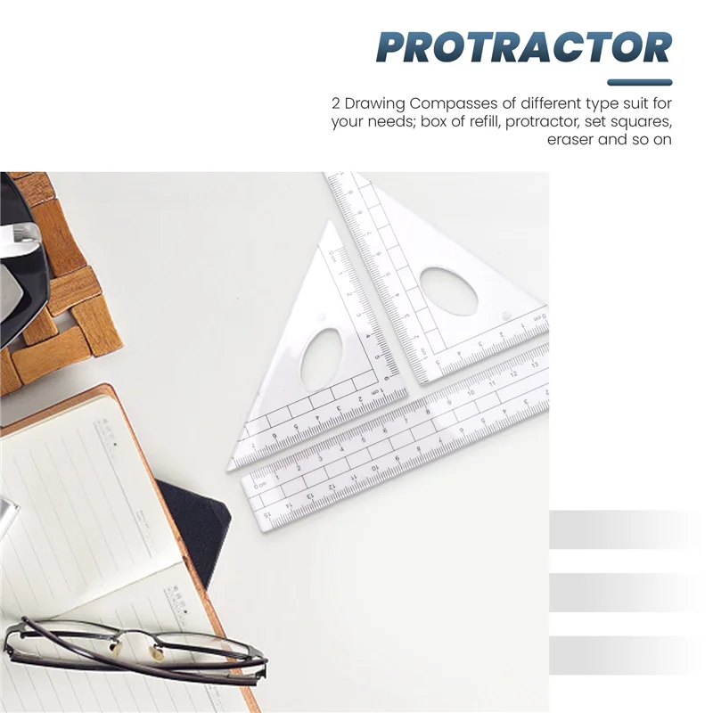 

AED5-Geometry Compass Set 10Pcs School Maths Protractor Set Rulers For Student Maths And Engineering In Carry Case