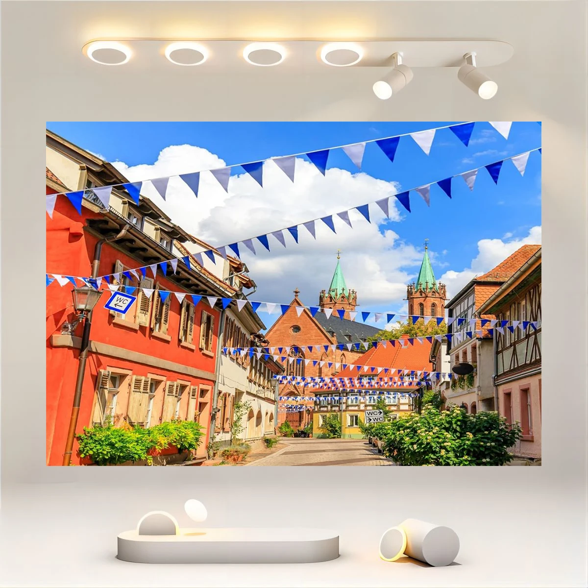 Munich Beer Festival cloth, Bavarian town street background, Rosenburg background, Munich carnival party decoration props