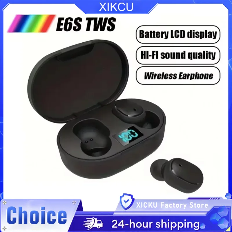 

TWS E6S Bluetooth 5.0 Беспроводные наушники с шумоподавлением Водонепроницаемые светодиодные наушники с микрофоном Наушники с цифровым дисплеем для Xiaomi
