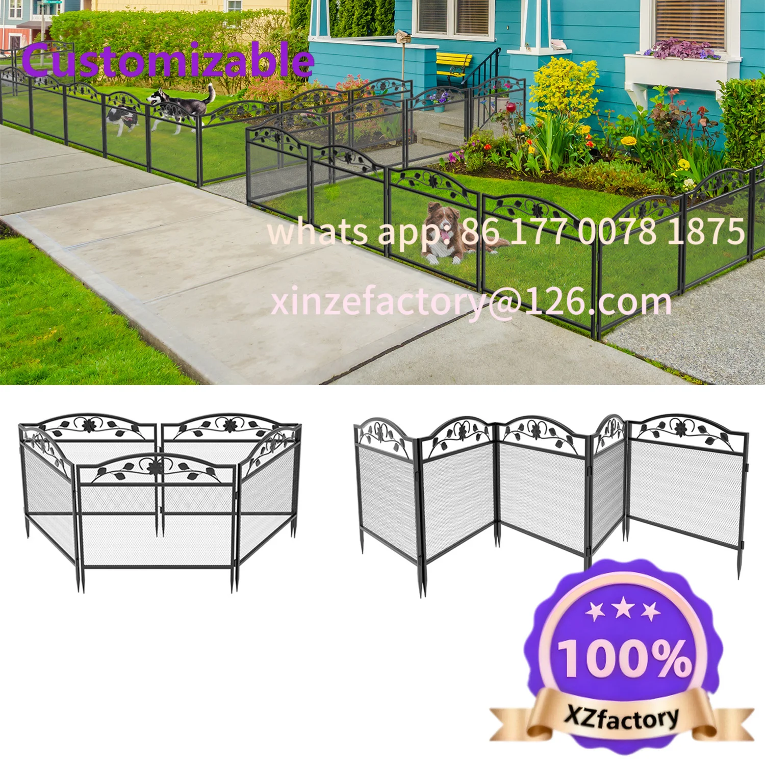 Customizable 5 PCS Metal Garden Fence Border Rustic Style Decorative Garden Fence Animal Barrier, Landscape Pathway Edge Iron