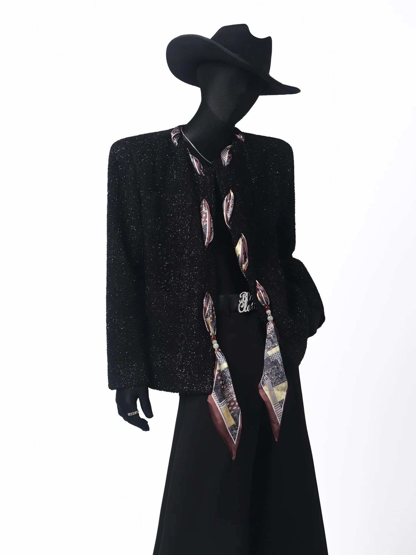 Retro Luxury Short Versatile Jacket with Button Design And Scarf Men's Loose Fit Long Sleeve round Neck Youth Fashion