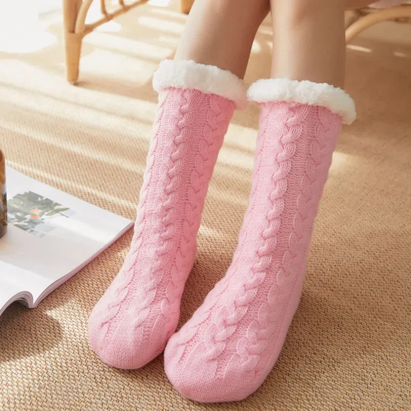 Winter Fuzzy Thermische Sok Pluche Grip Hennep Winter Zachte Vrouwen Thuis Warme Slaapkamer Siliconen Anti-Slip Dikke Slipper Vloer Sokken