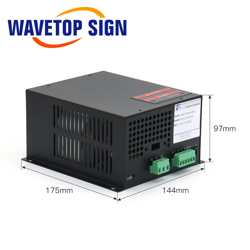 WaveTopSign MYJG-50W CO2 Laser Power Supply for CO2 Laser Engraving Cutting Machine