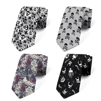 Corbata informal de 8cm para hombre, novedad creativa, divertida corbata con estampado de calavera de dibujos animados, accesorios para fiesta de boda, regalo de negocios