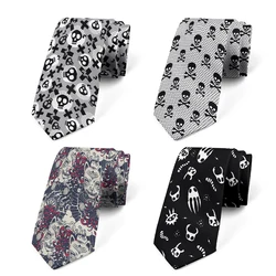 Moda casual 8cm novità creativa cravatta da uomo divertente cartone animato teschio stampa cravatta da uomo accessori festa di nozze cravatta regalo d'affari