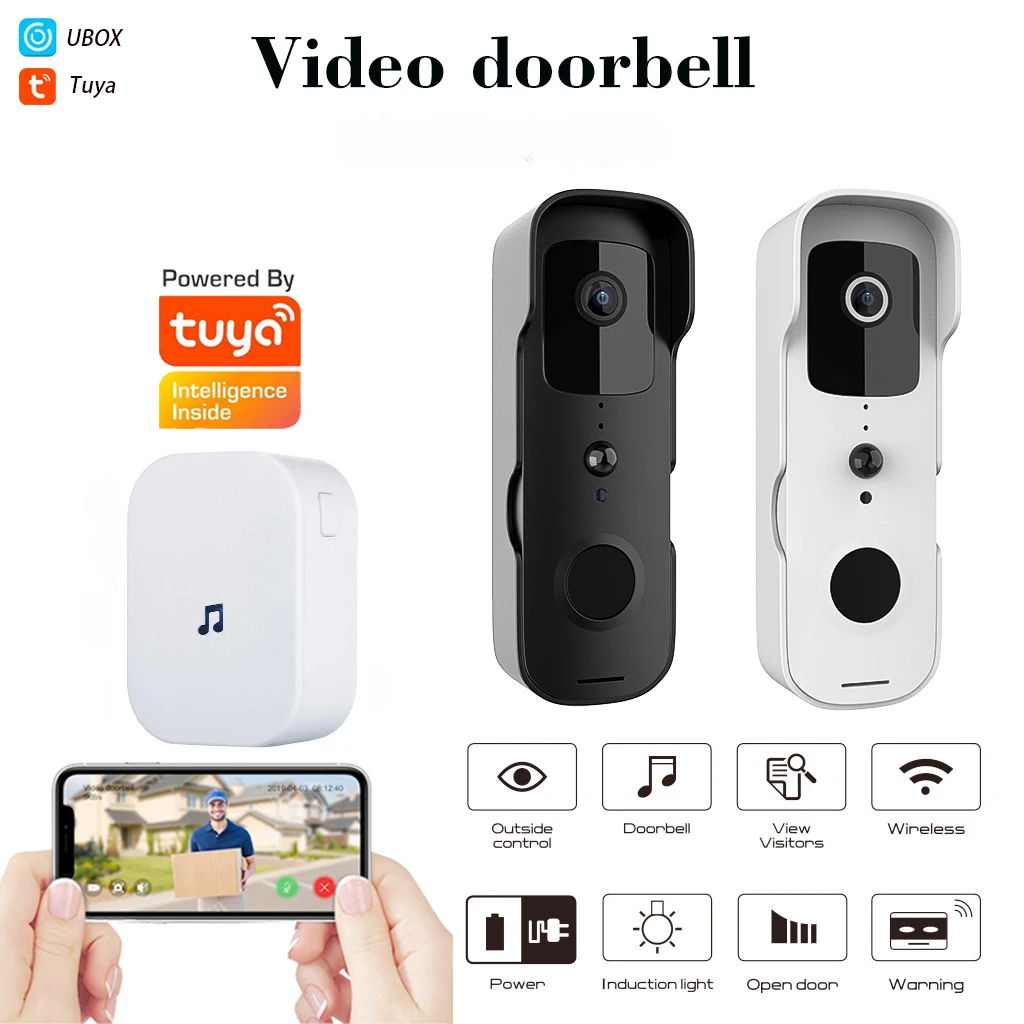 Tuya Smart Wireless Doorbell 1080P Waterproof WiFi Camera with Digital Peephole & Video Intercom Smart Home Door Bells