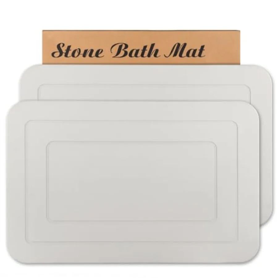 

2 Pack Stone Bath Mat Diatomaceous Earth Shower Mat Non-Slip Super Absorbent Quick Drying Bathroom Kitchen Floor Mat 24x15