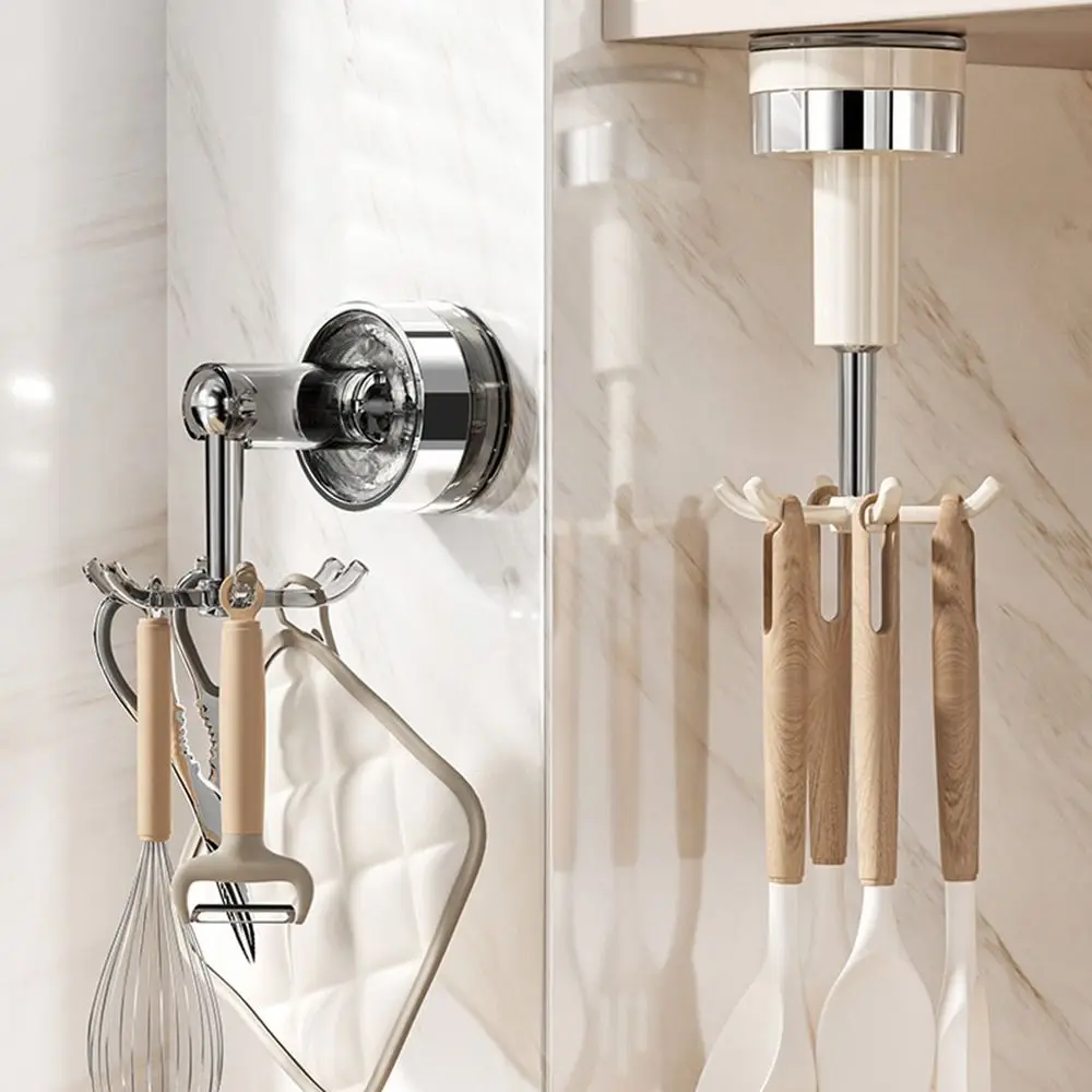Fashion Wall Mounted 360° Rotating Folding Hook Hanging Punch-free Six-claw Rotating Hook Powerful Traceless Wall Hook Kitchen