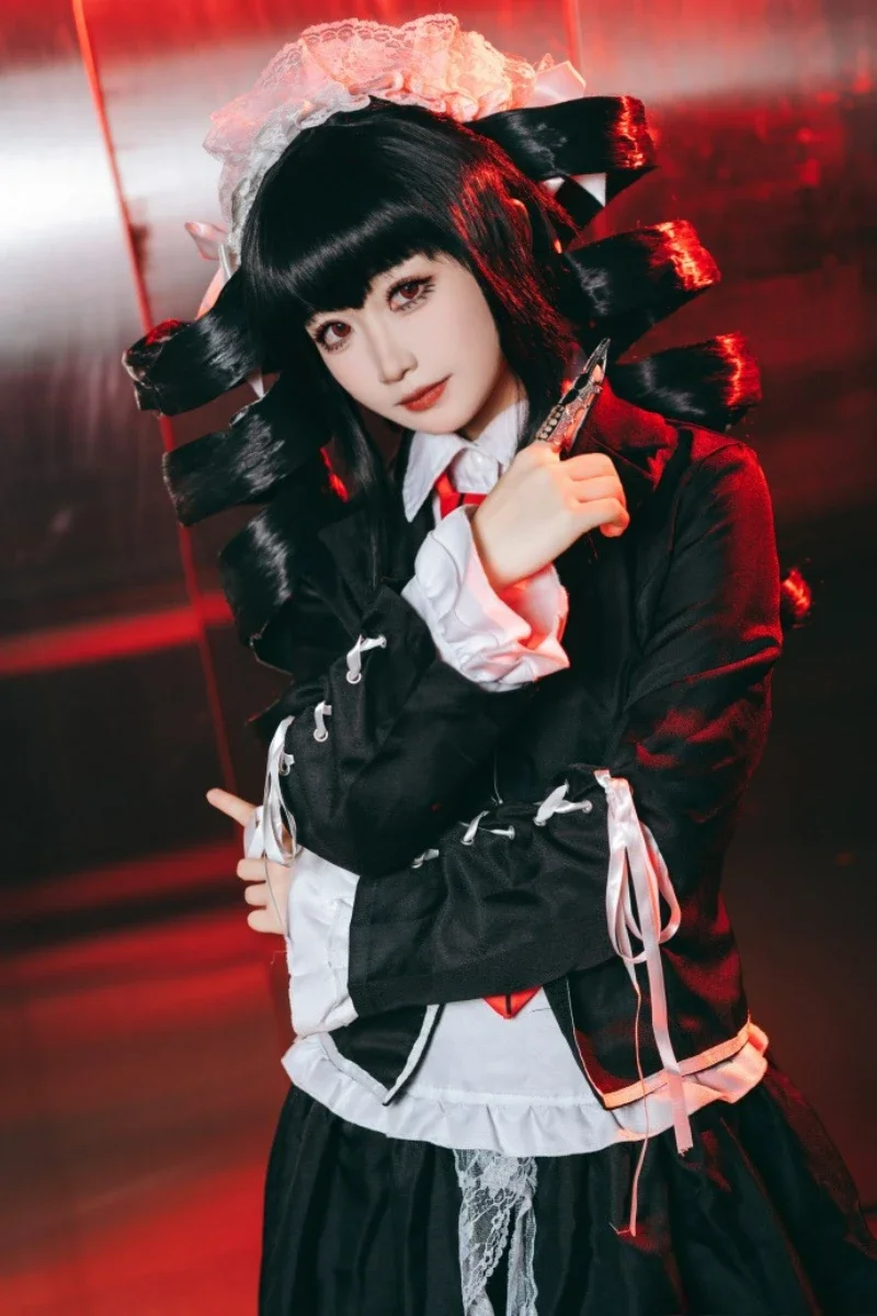 Anime Danganronpa Taeko Yasuhiro Costume Cosplay Parrucca Nera Lolita Vestito Celestia Ludenberg Set Completo di Carnevale di Halloween Delle Donne