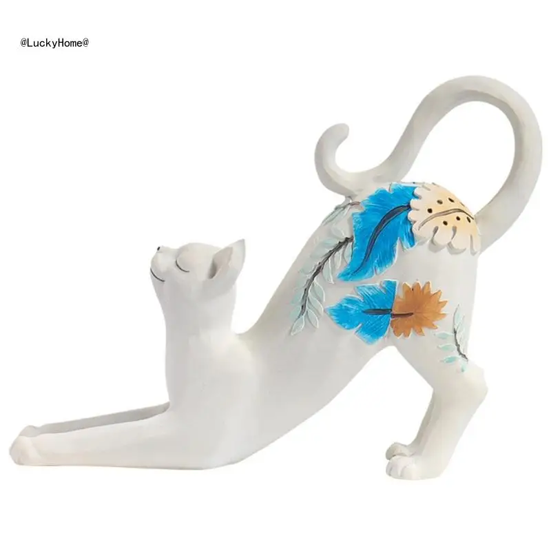 Petites Cats Figure Resin Lying Down Statue Perfect for Adding Character to Room 11UA