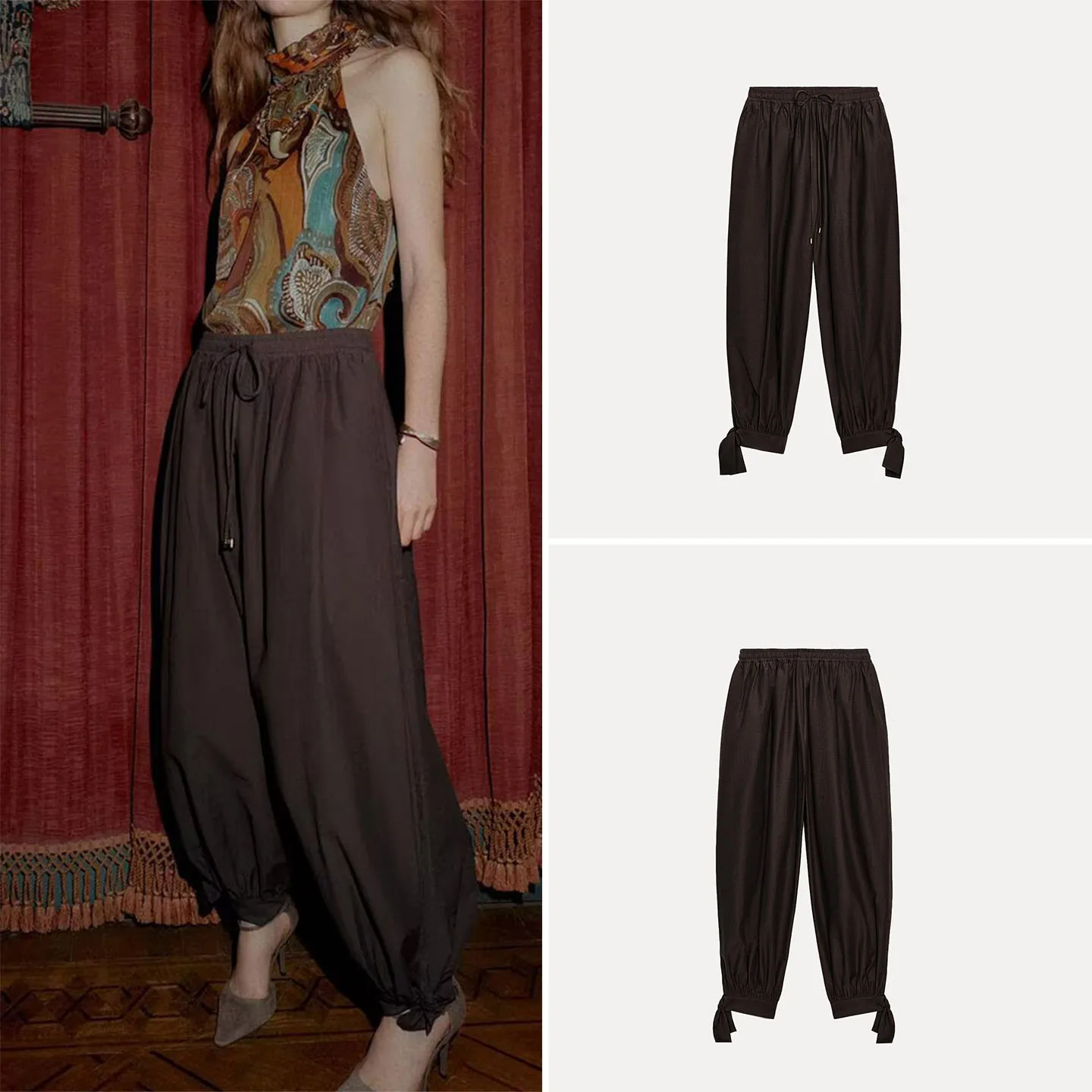 Z Women's Faion Pants 2025 New Sle Knot Lantern Pants Versatile Faionable Straight Leg l Waist