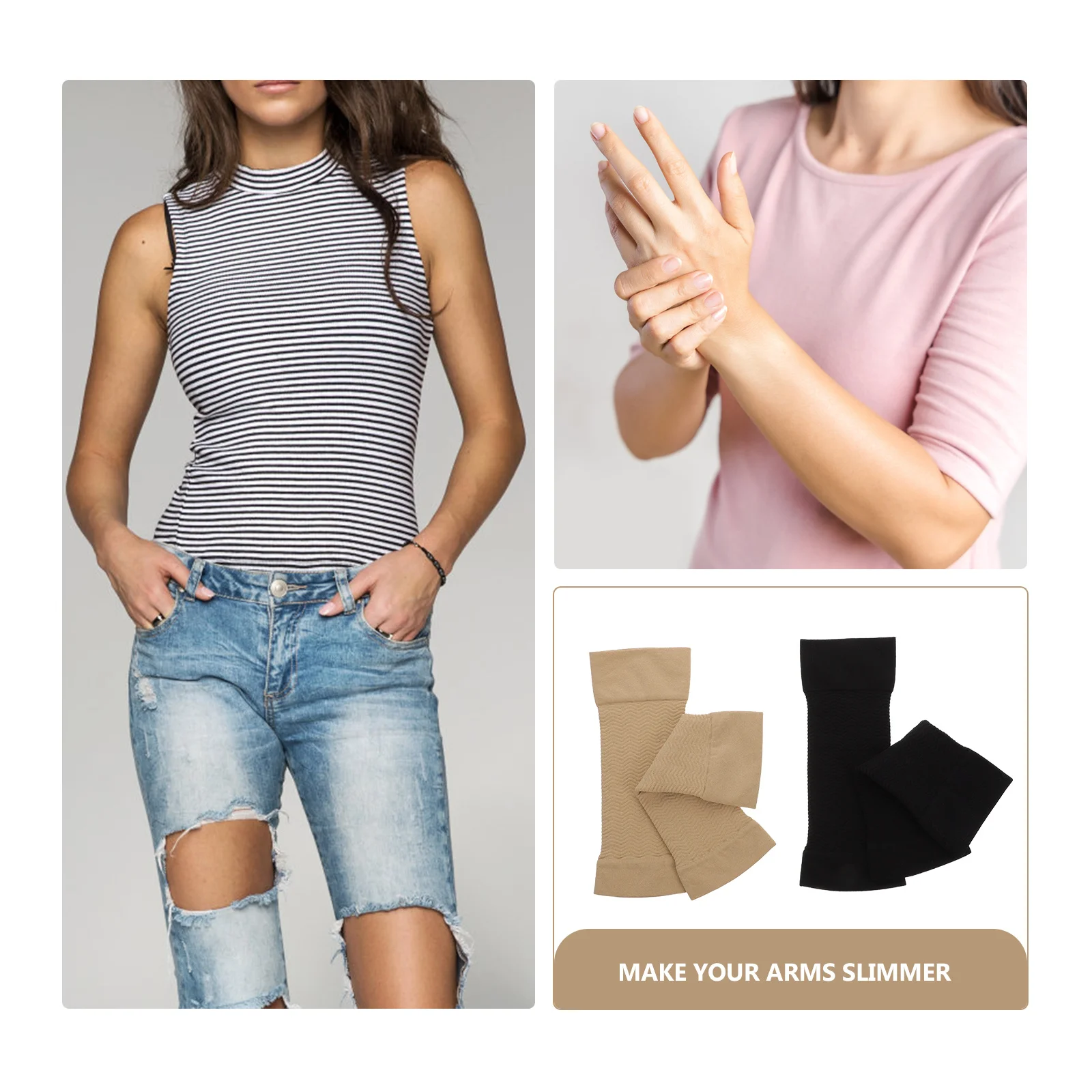 

Compression Arm Sleeves Support Shaping Sweat Absorption Protection Sports Fitness Sun Shield Slimming Elastic Breathable