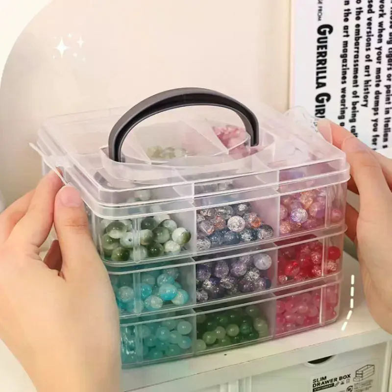 

3 Tier Adjustable Stackable Compartment Slot Plastic Storage Box For Organizing Toys Jewelry Accessories