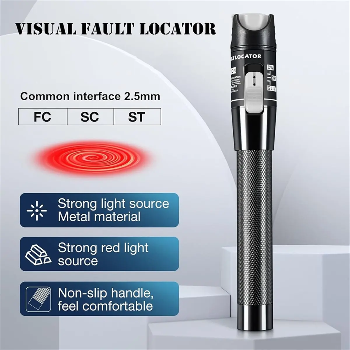 Light Weight 80MW Visual Fault Locator,80-100KM VFL Fiber Optic Tester Kit - Include Single Mode 9/125um FC Male to LC Female Ad