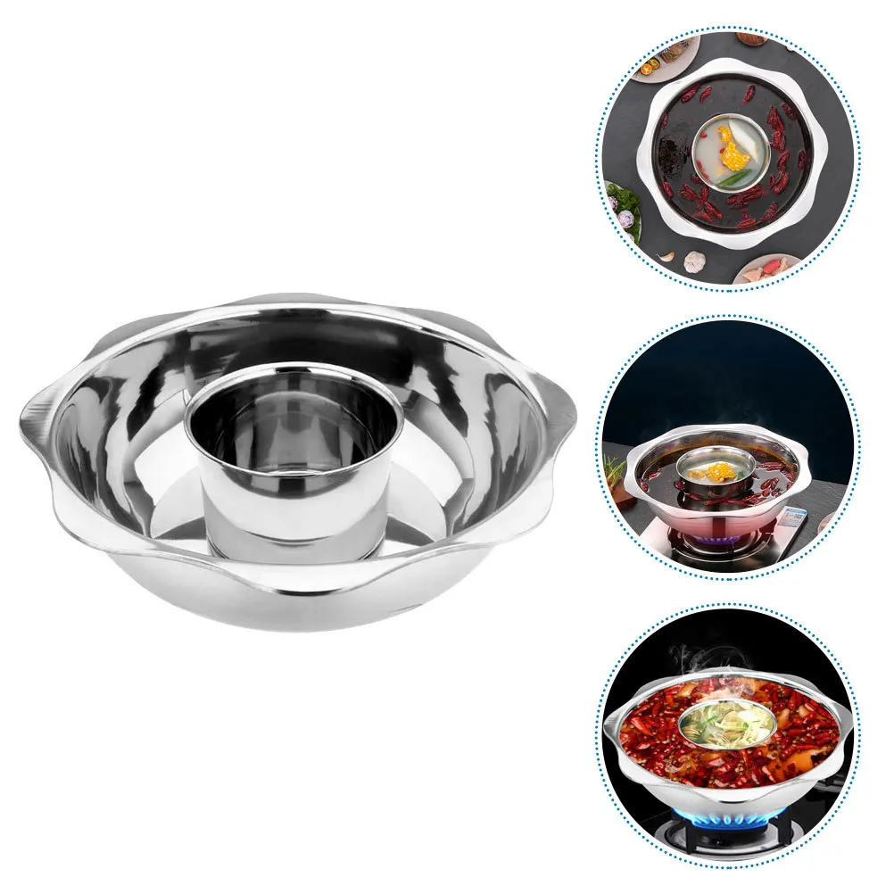 

Household Stainless Steel Flat Hot Pot Divider Two- Hotpot Pot Practical Cooking Pan Divider Pan