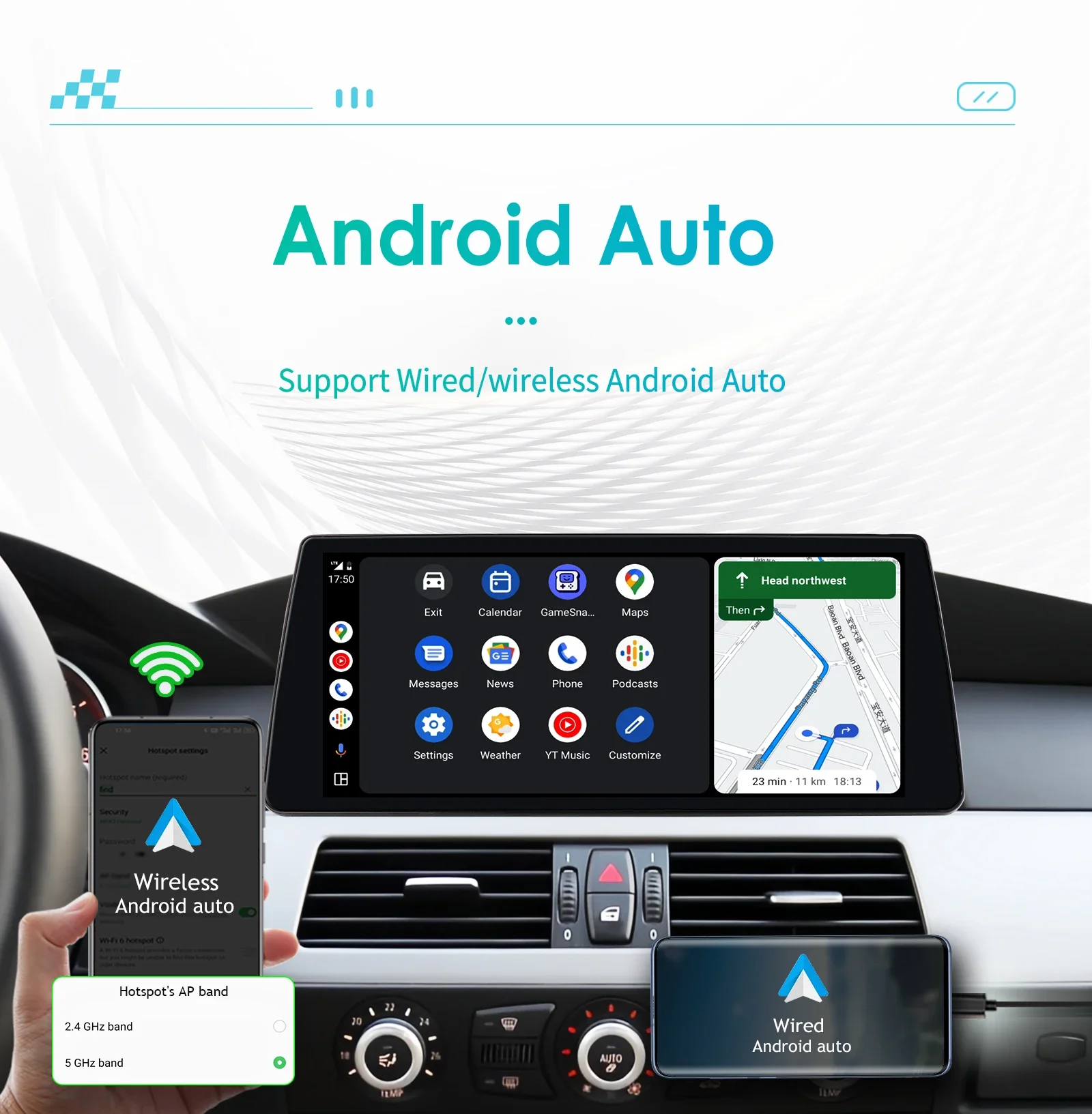 10,25" Hizpo Andoird Autoradio für BMW 5er E60 E61 CCC CIC 2005 - 2010 Intelligenter Bildschirm DSP GPS Auto CarPlay 4G BT SWC – Detail 12