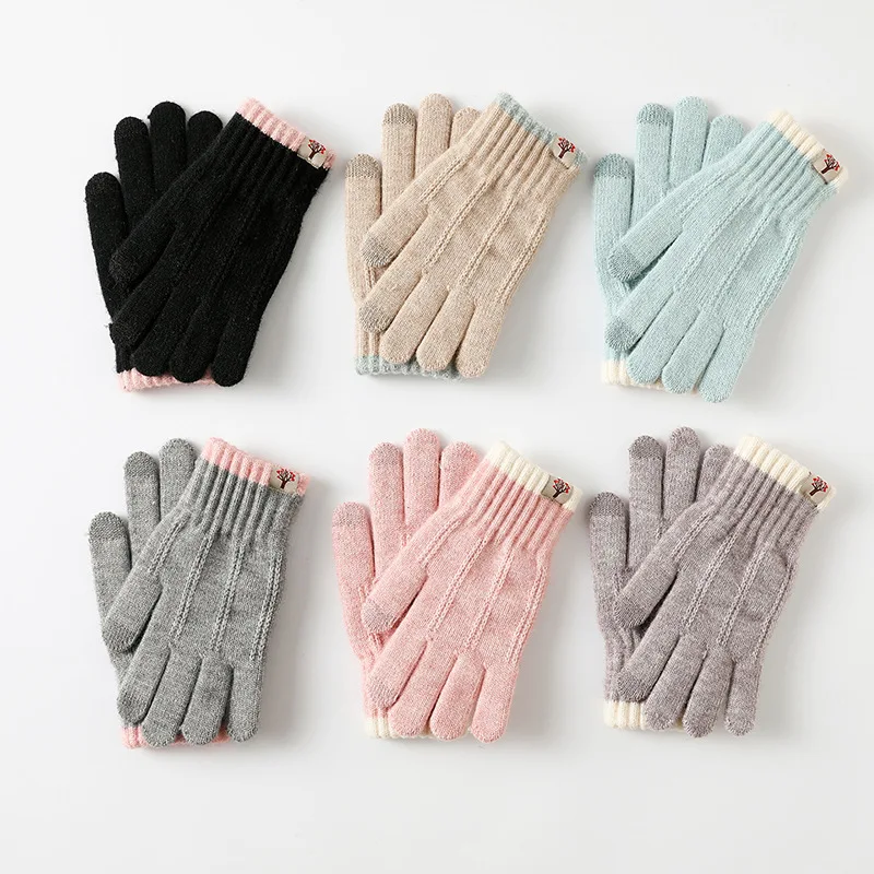 Guantes para pantalla táctil, guantes tejidos con todos los dedos para correr, guantes para ciclismo al aire libre, moda para hombres y mujeres, nuevo estilo cálido de invierno