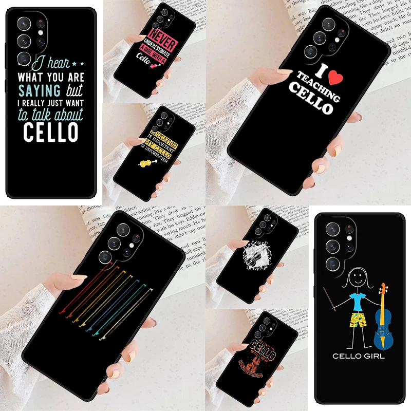 Cello Music Instrument Art Phone Case For Samsung Galaxy S24 S23 S22 S21 Ultra S10 Note 10 Pro S20 Plus FE S9 S8 Cover