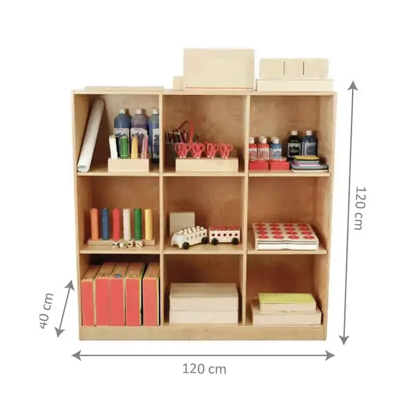 Mobili per la scuola materna in legno Armadietto per giocattoli Armadietto per giocattoli in legno per esposizione prescolare Montessori per bambini