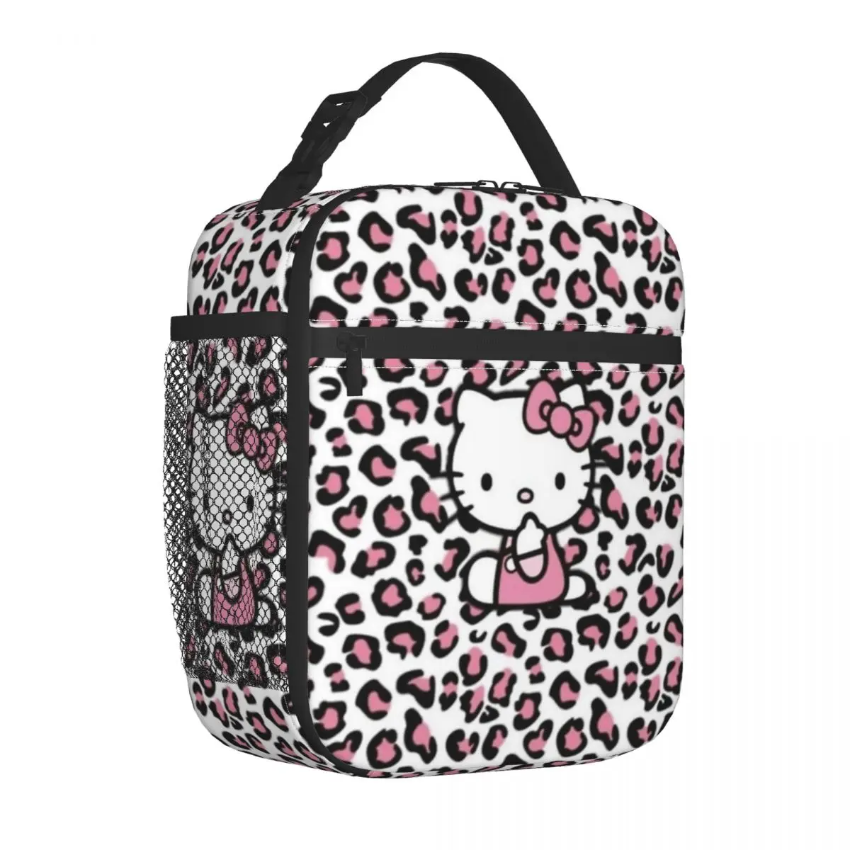 

Hello Kitty Leopard Print Insulated Lunch Bag Cooler Bag Reusable Large Tote Lunch Box for Men Women Office Outdoor