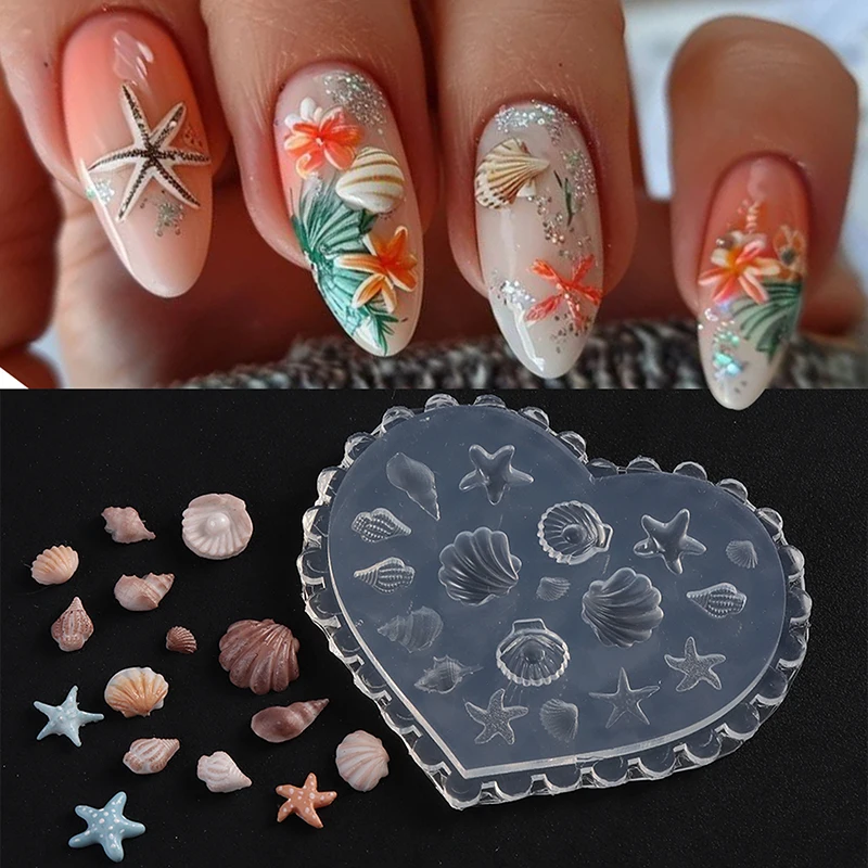Nail Art Soft Silicone Mold Shell Conch Molds 3D Silicone Carved Ocean Style DIY Nail Design Template Nail Accessories For Salon